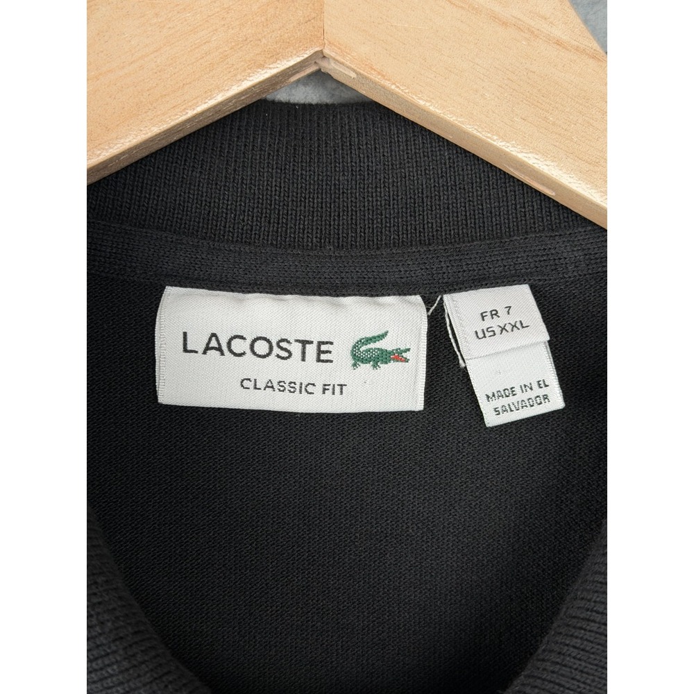 Lacoste Classic Fit Black Polo Shirt XXL Cisco Avnet Be Impactful 100% Cotton - Picture 3 of 14